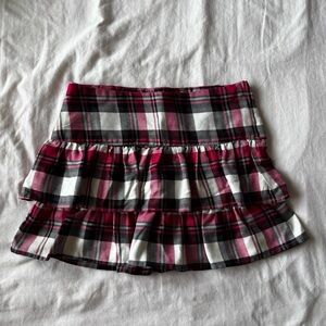 Y2K Pink Plaid Ruffle Mini Skirt